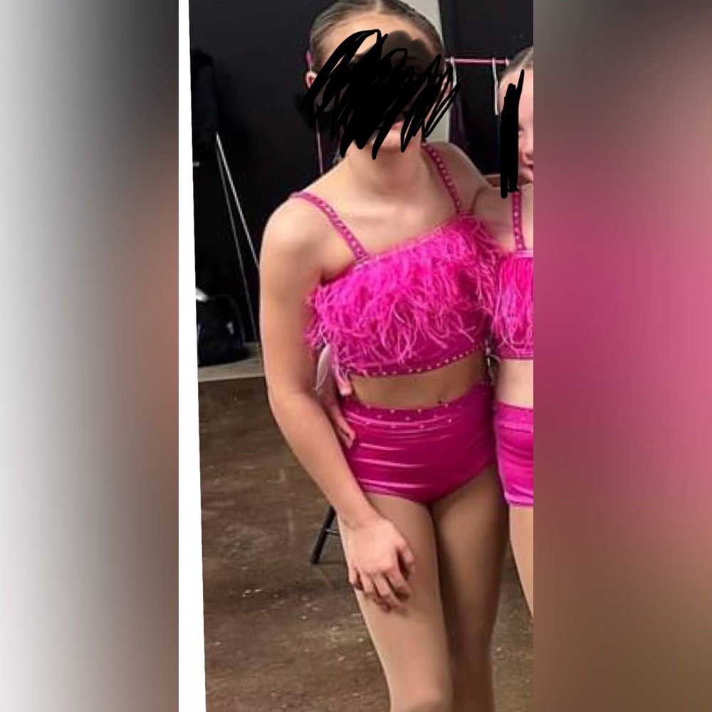 Pink Feather Kids Dance Costume